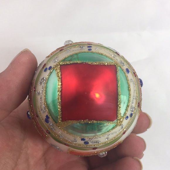 Vintage GKI/Bethlehem Glass Egg shaped embellished Christmas Ornament - Picture 7 of 8